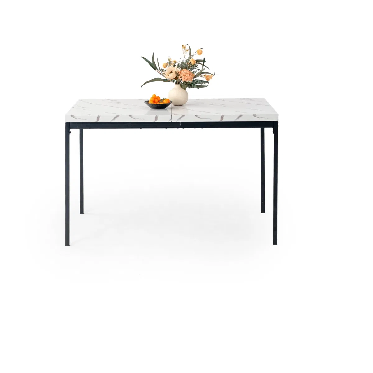 FurnitureR Tavolo da pranzo, tavolo da cucina in marmo modello, tavolo da cucina rettangolare telaio in metallo con piedi regolabili per sala da pranzo soggiorno, 120x70x75cm, bianco