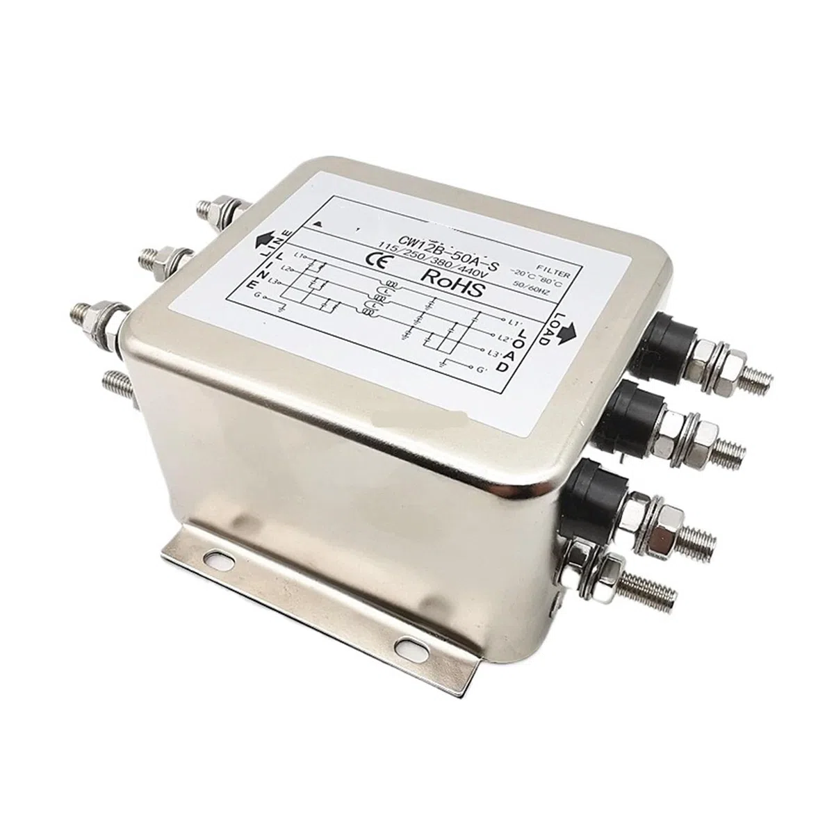 Filtro Alimentazione trifase 380V CW12B-30A-S 30A 50A 60A Filtro Inverter antidisturbo(CW12B-50A-S 50A)