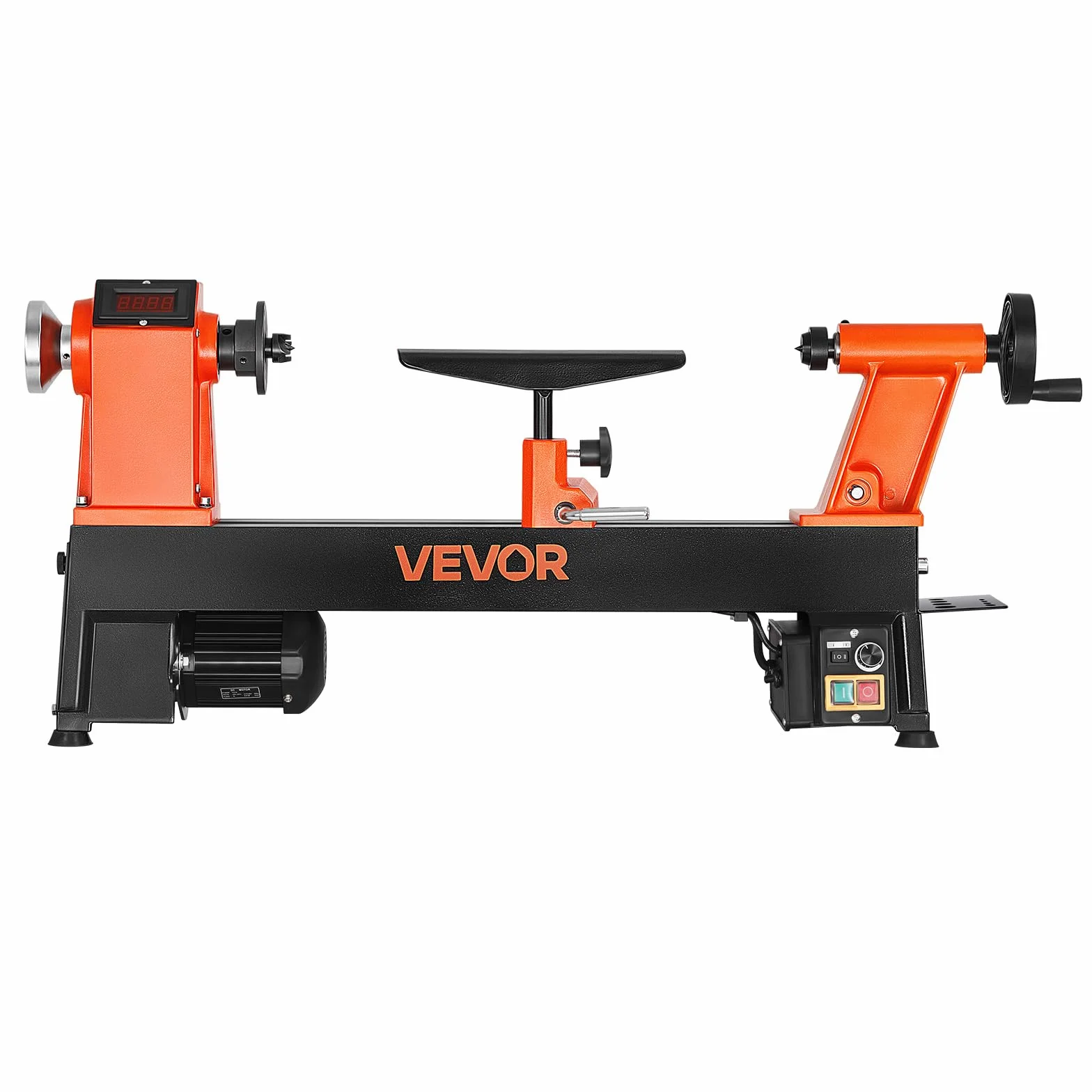 VEVOR Tornio per Legno, 1 CV, Tornio da Banco per Legno con Velocità Variabile da 0 a 3800 giri/min, Banco da Lavoro da 304 x 465 mm, Motore DC Senza Spazzole, Costruzione in Ghisa