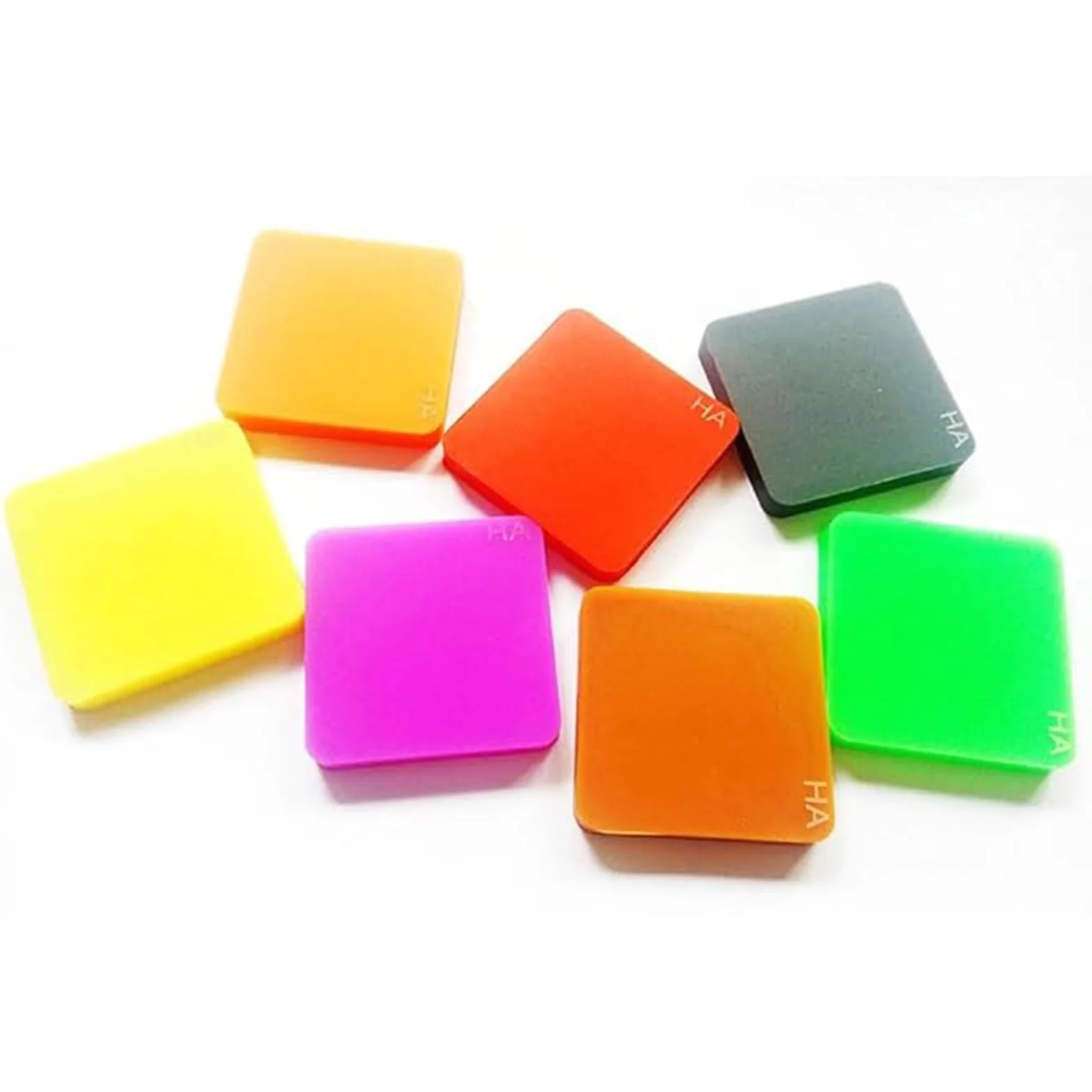 Blocco di Prova di Durezza Shore 7 Colori, Kit Durometro Gomma Plastica 50x50X7mm, per PVC Morbido Pelle Poliestere