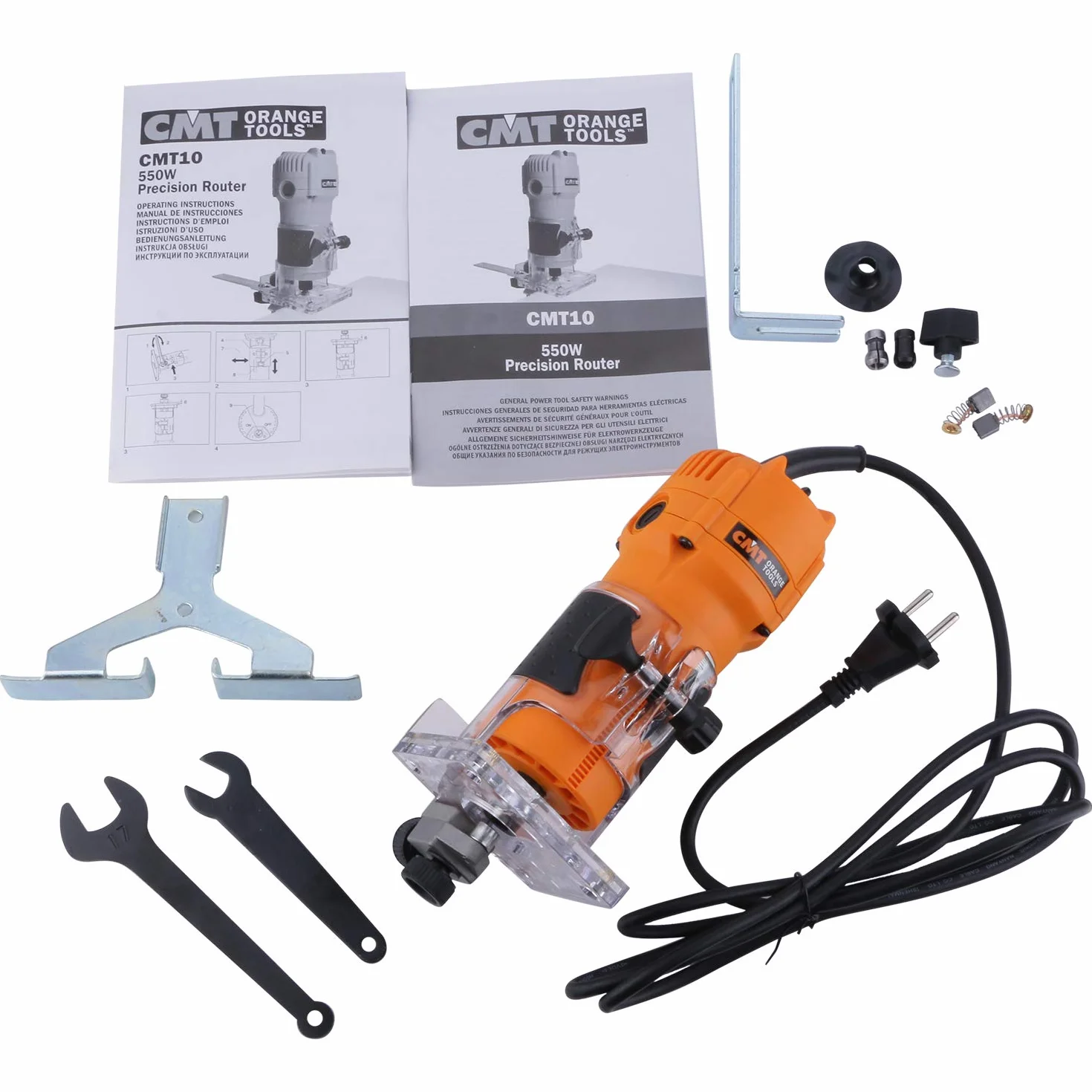 CMT CMT10 Elettrofresatrice Professionale per Bordi 550W-230V con Pinze 6/8 mm, Arancio/Nero