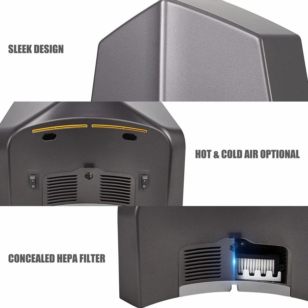 Asciugamani Automatico a Induzione 1050W Montato a Parete Commerciale