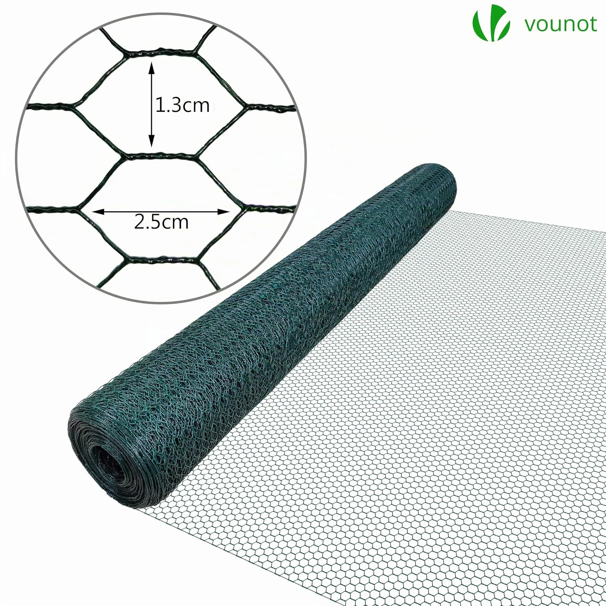 Rete Metallica Plastificata Maglia Esagonale 13mm 100cm x 25m Verde