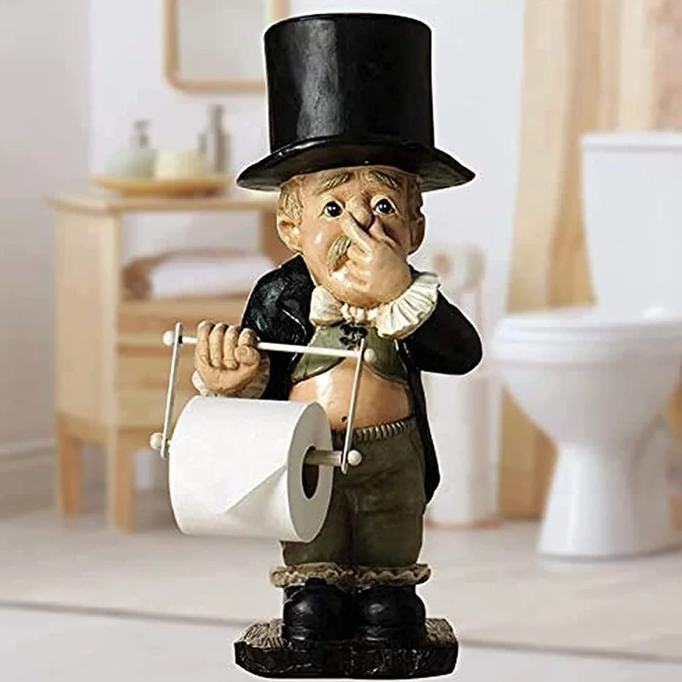 Portarotolo di Carta igienica Statua Bagno Decorazione Dispenser Asciugamani
