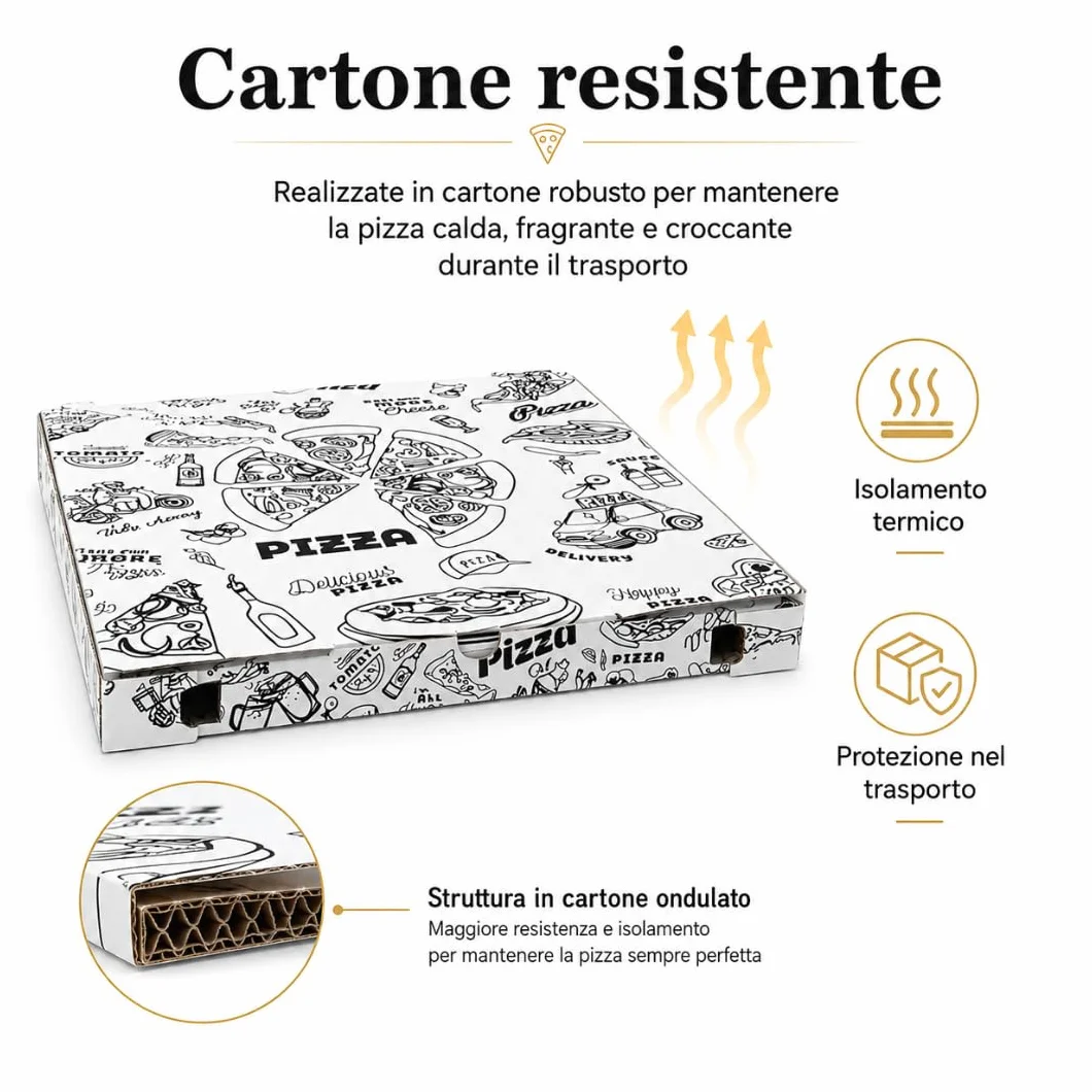 TOMMI Scatole in Cartone per Pizza 50x50x5 cm Confezione da 50 Pezzi