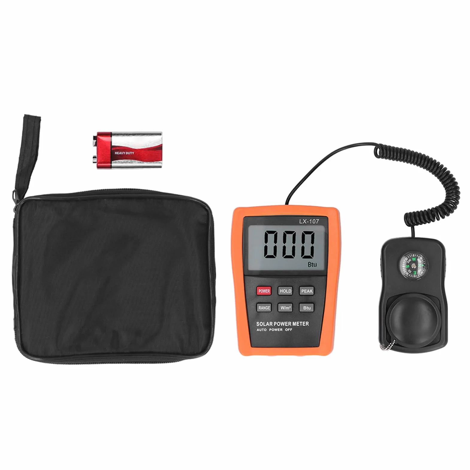 Misuratore di Energia Solare Digitale, Piranometro 2000 W/m² 634BTU con Bussola