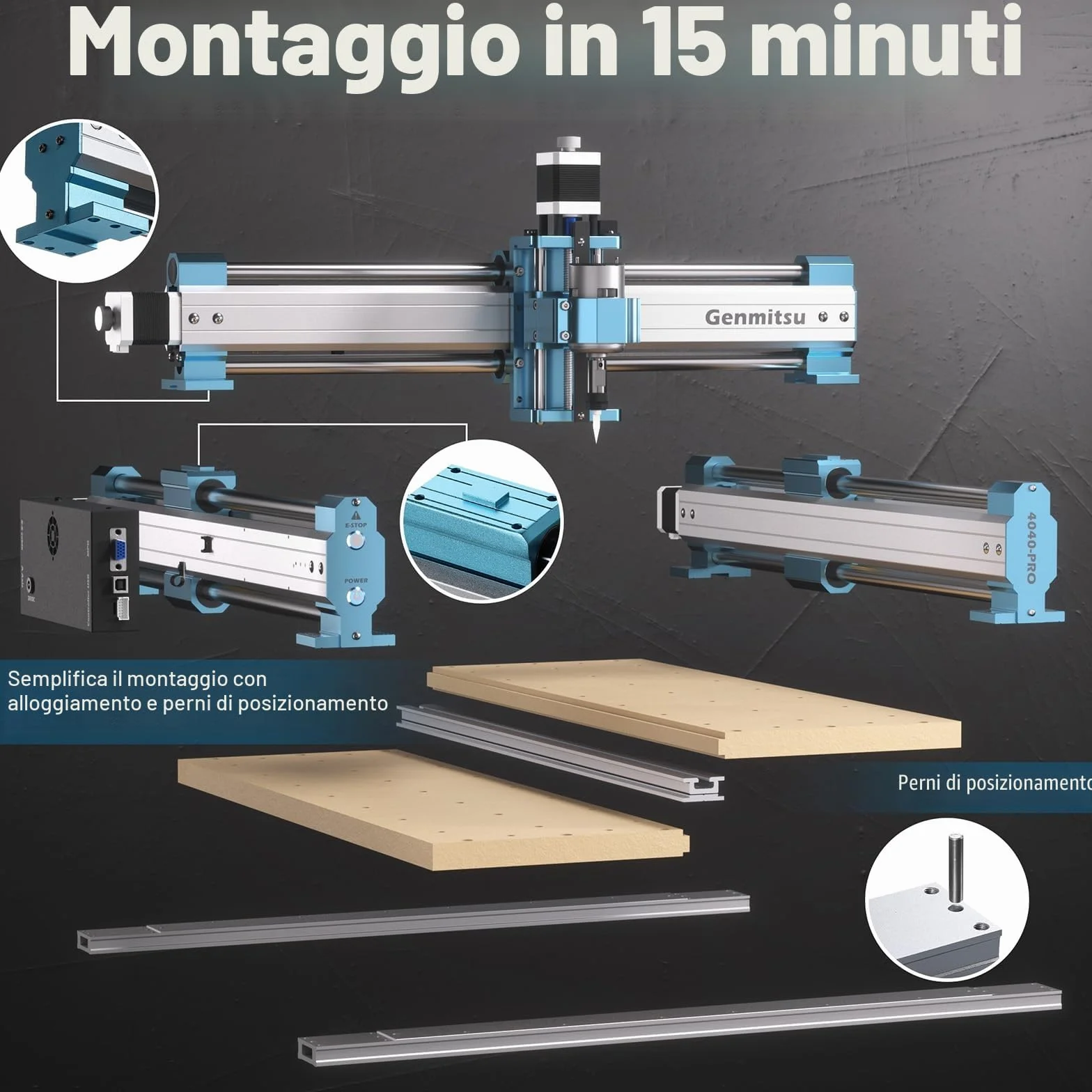 Genmitsu Macchina CNC 4040-PRO per legno acrilico MDF Nylon intaglio, controllo GRBL, macchina router CNC a 3 assi, area di lavoro 400 x 400 x 84mm