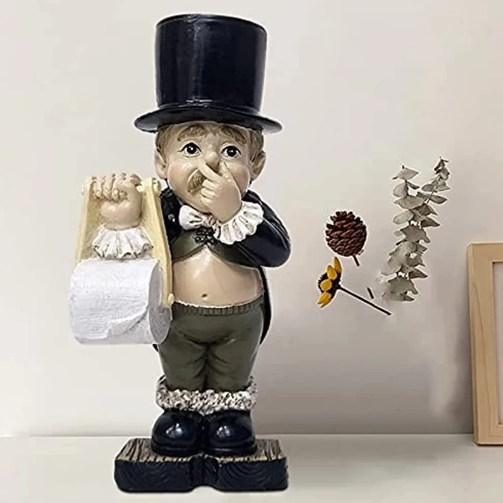 Portarotolo di Carta igienica Statua Bagno Decorazione Dispenser Asciugamani