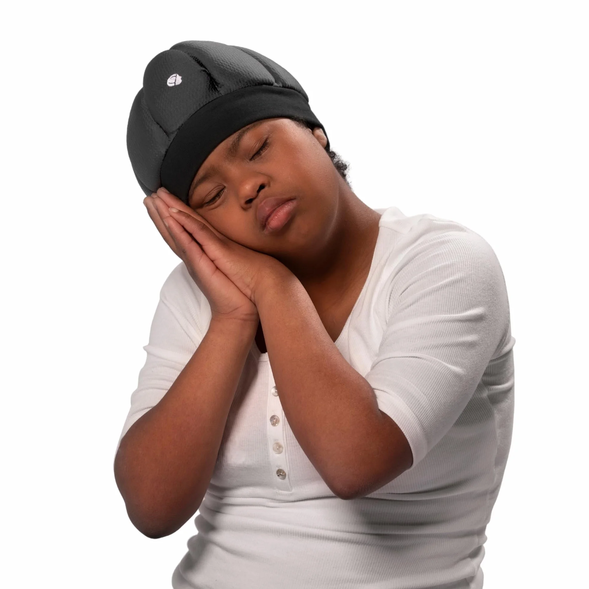 Ribcap Kate Cuffia sicura per Il Sonno | Nero | Casco Medico Protettivo per Il Sonno | Materiale Traspirante ipoallergenico