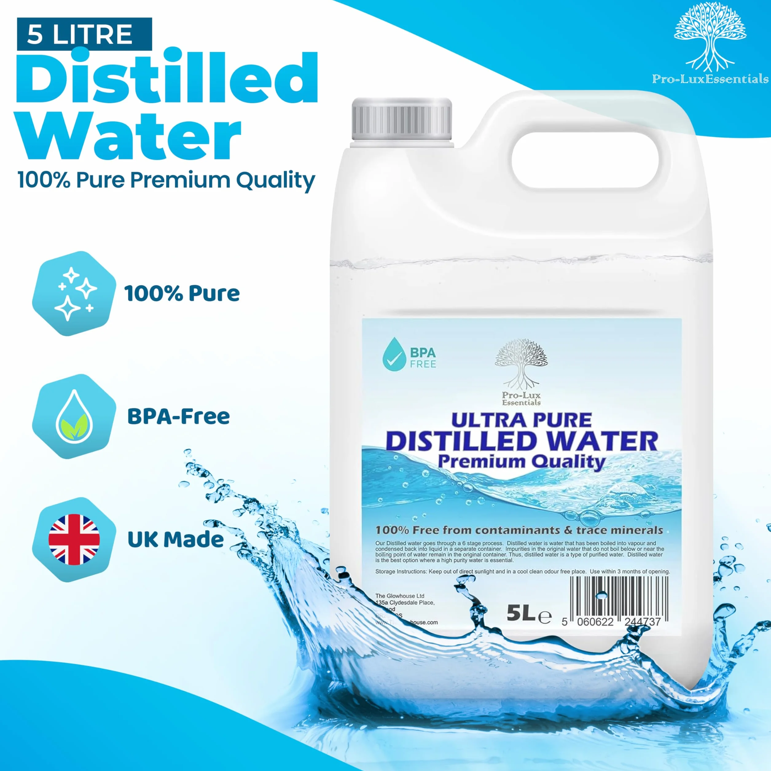 Acqua distillata pura 100% 20 litri per CPap, ferri da stiro, umidificatori