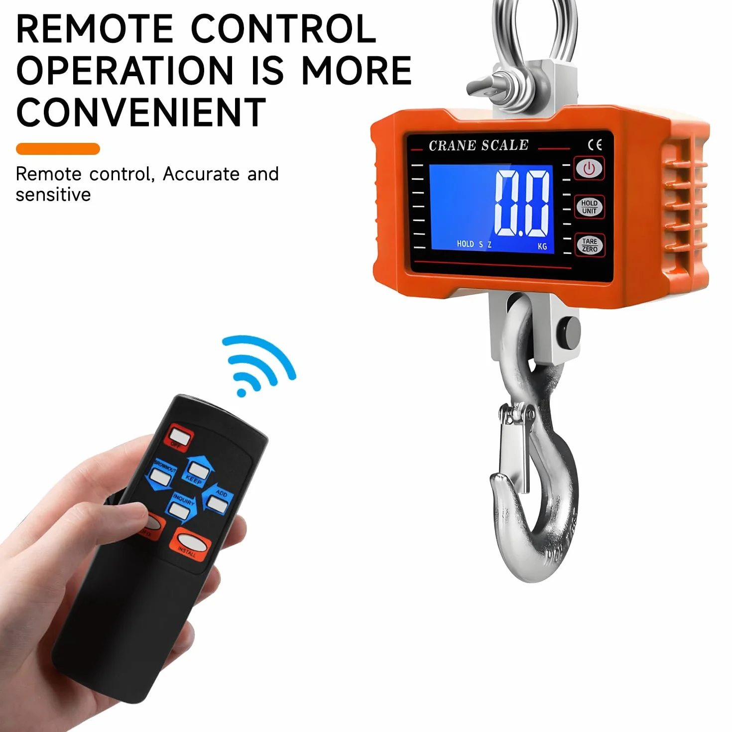 QUMOX Bilancia a Gru Digitale 1000kg con Telecomando, Lega di Alluminio, Gancio Acciaio, Display LCD