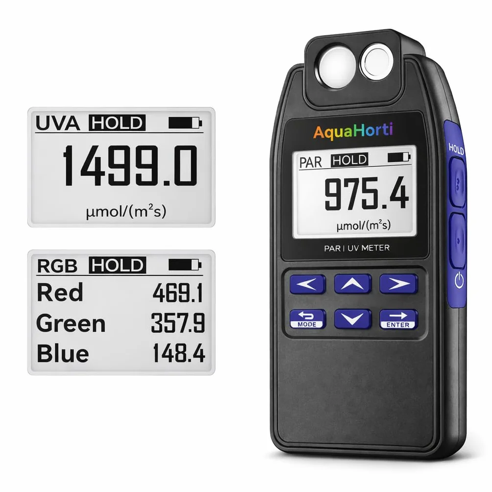 Misuratore PAR AH-Quantuv PPFD 400-750 nm UVA 320-400 nm blu/verde/rosso