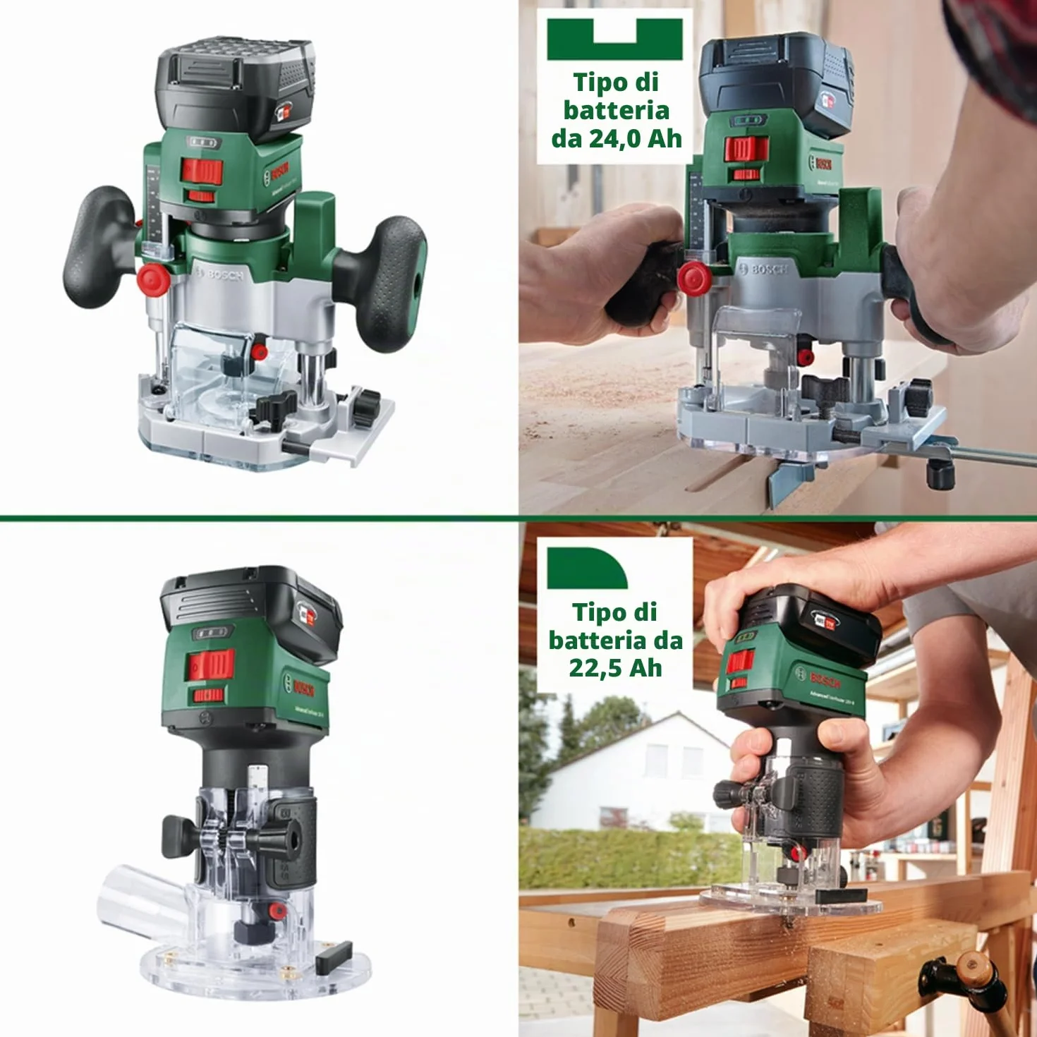 Bosch Rifilatore/fresatrice a immersione batteria 2in1 Set combinato di rifilatore AdvancedTrimRouter 18V-8 (incluse 2 basi di fresatura + accessori; sistema a 18 V; motore brushless; in SystemBox M