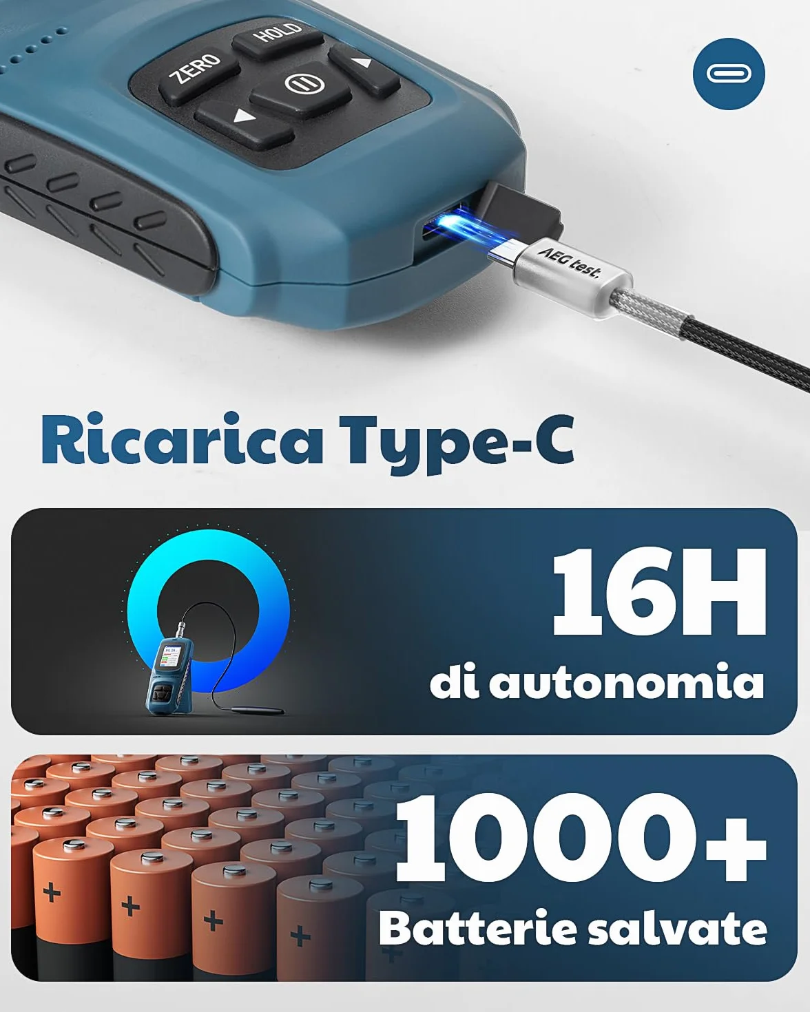 Gaussmetro Teslametro Ricaricabile 0-2500mT Misuratore Campo Magnetico Polarità Precisione ±2%