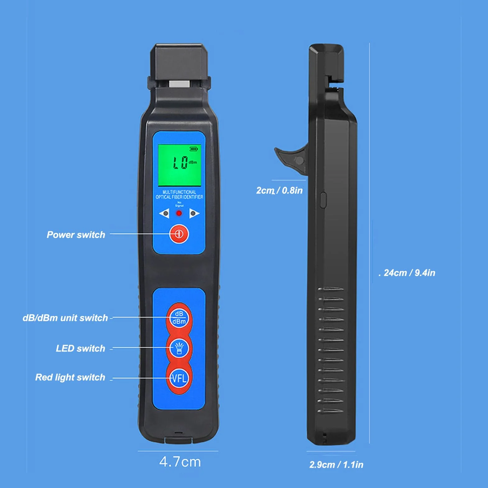 Identificatore Universale per Fibra Ottica Live, 800-1700nm, VFL 270Hz 1KHz 2KHz, Tester Portatile con Rilevatore