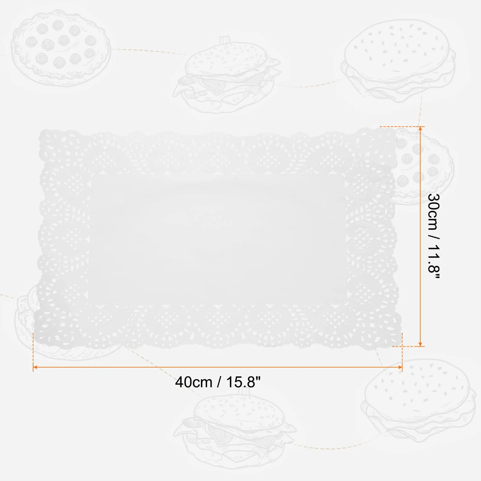 QUARKZMAN 300 pz Pizzi di Carta 15.8 x 11.8 Pollici Bianchi Rettangolari Sottopiatto Decorativi Usa e Getta Fiori Traforati Carta Assorbente per Torte Dessert