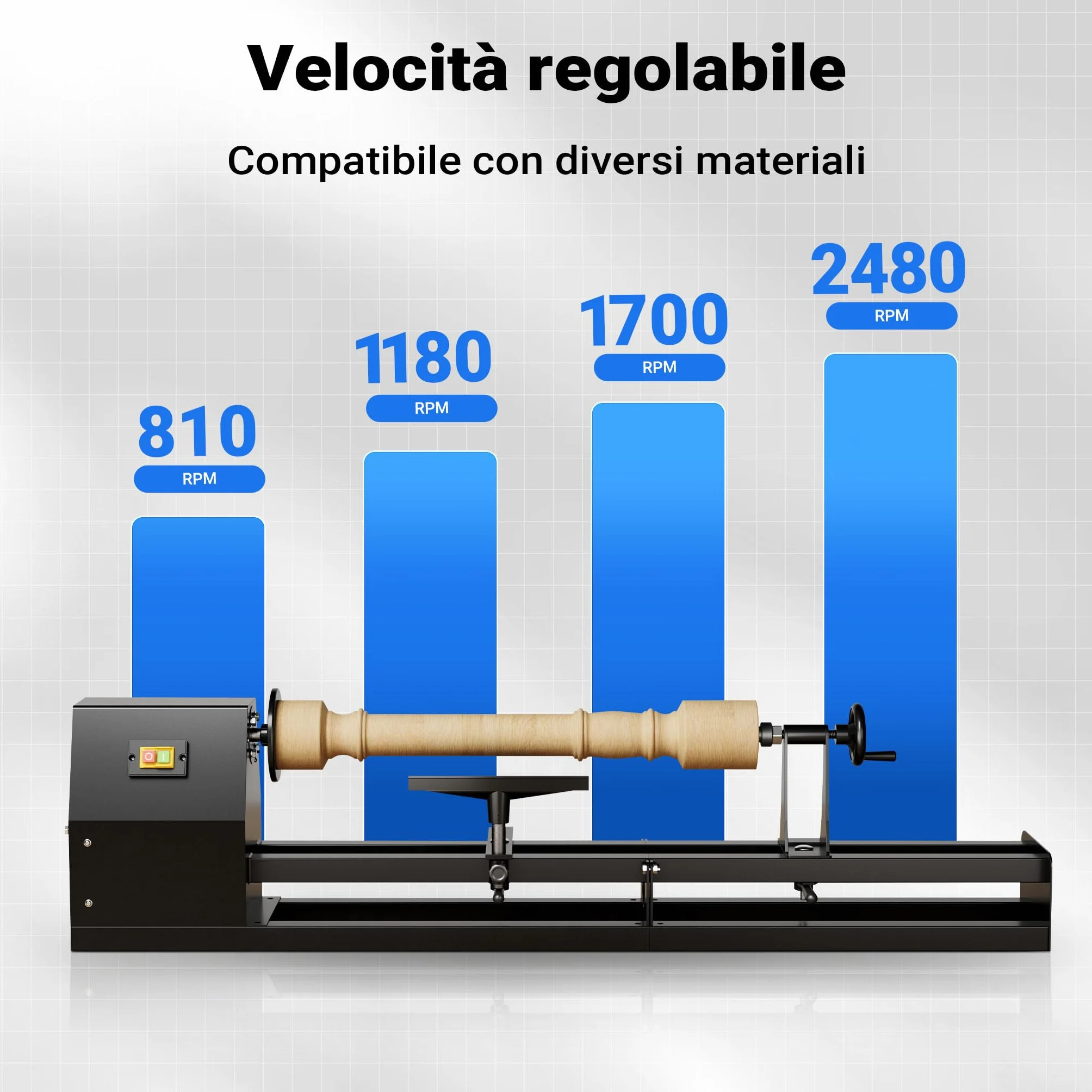 Tornio per legno da 400 watt 1000 mm diametro 350 mm per tornitura legno