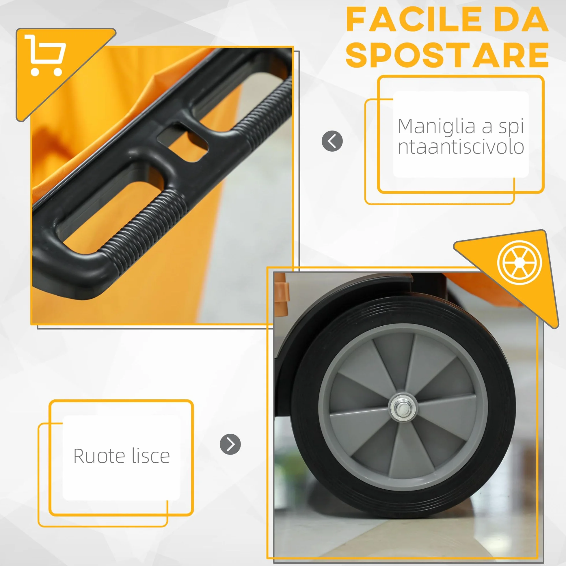 HOMCOM Carrello Pulizie Professionale 3 Ripiani con Ganci, 100L, 121x50.5x96.5 cm, Nero