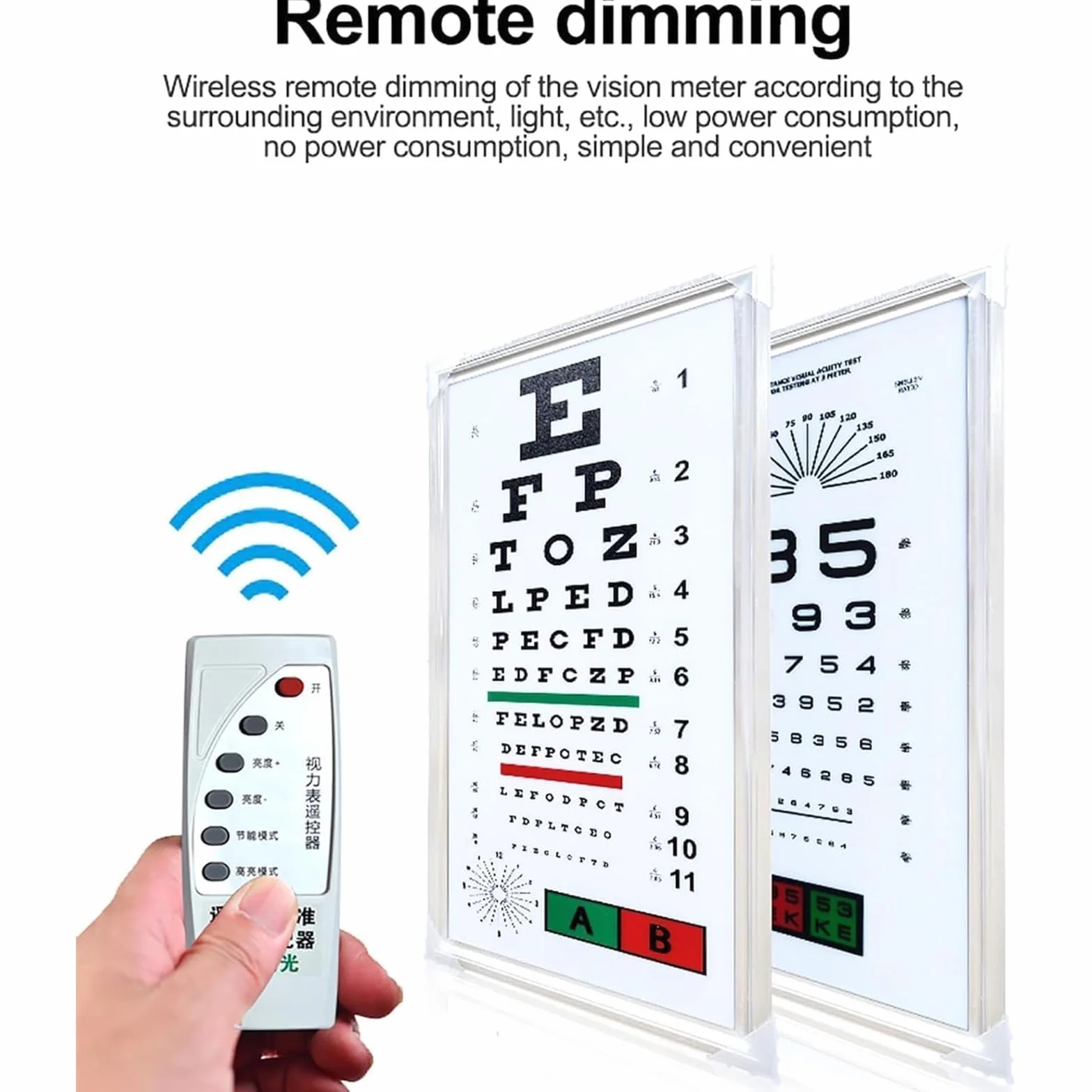 Tavolo Luminoso a LED per Test della Vista con optometria, Telecomando, 3 Punti di rilevamento, Illuminazione Uniforme