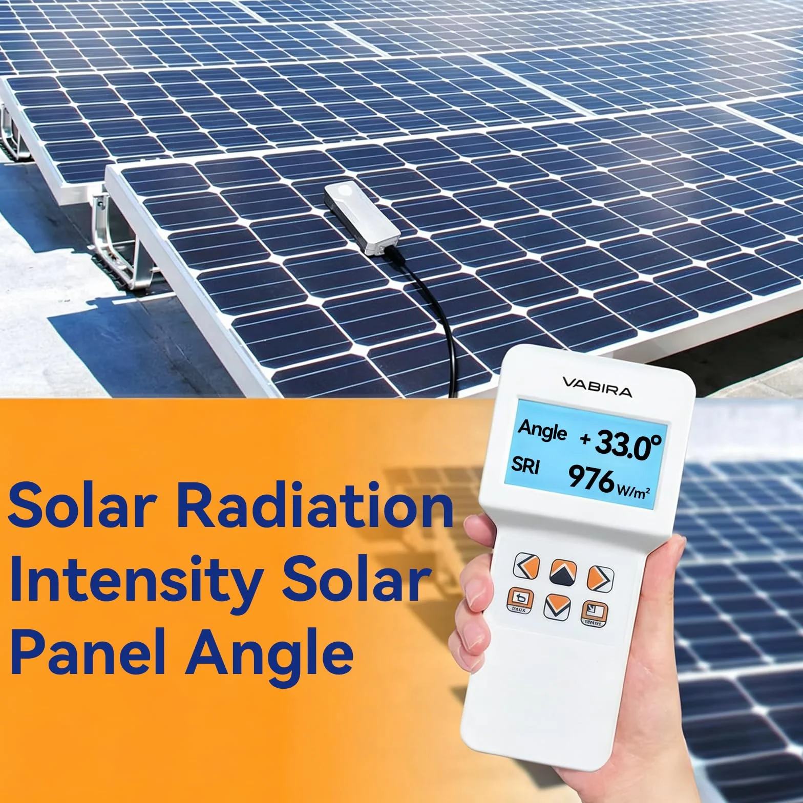 VBR-SOL Misuratore di potenza solare 3499 W/m², registro energetico 28 giorni