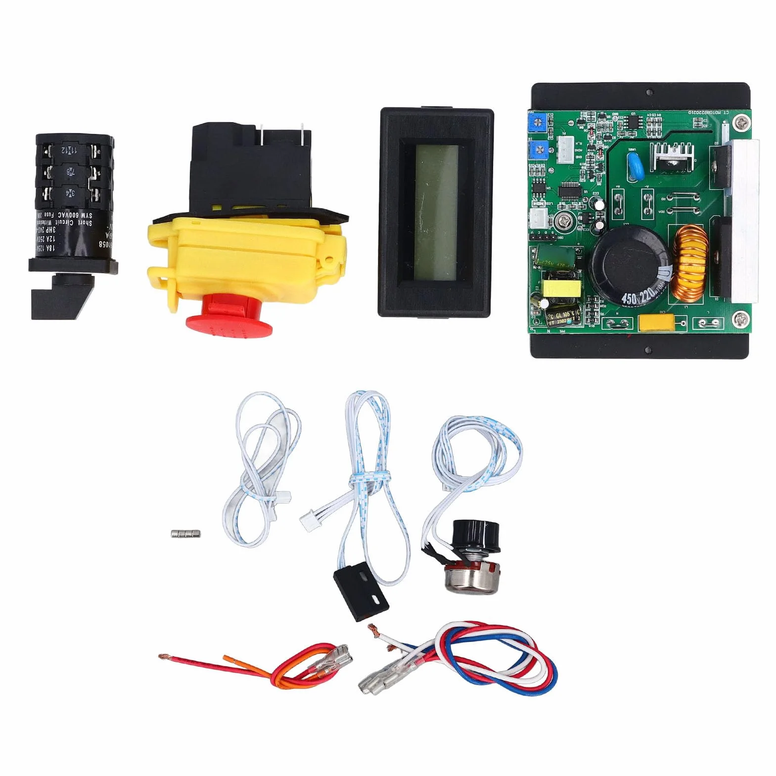 Scheda di Controllo Motore per Mini Tornio 250V 18A, Regolatore di Velocità Universale con Display Digitale, Interruttore Magnetico, Potenziometro e Protezione da Sovraccarico (DC 0-180V)