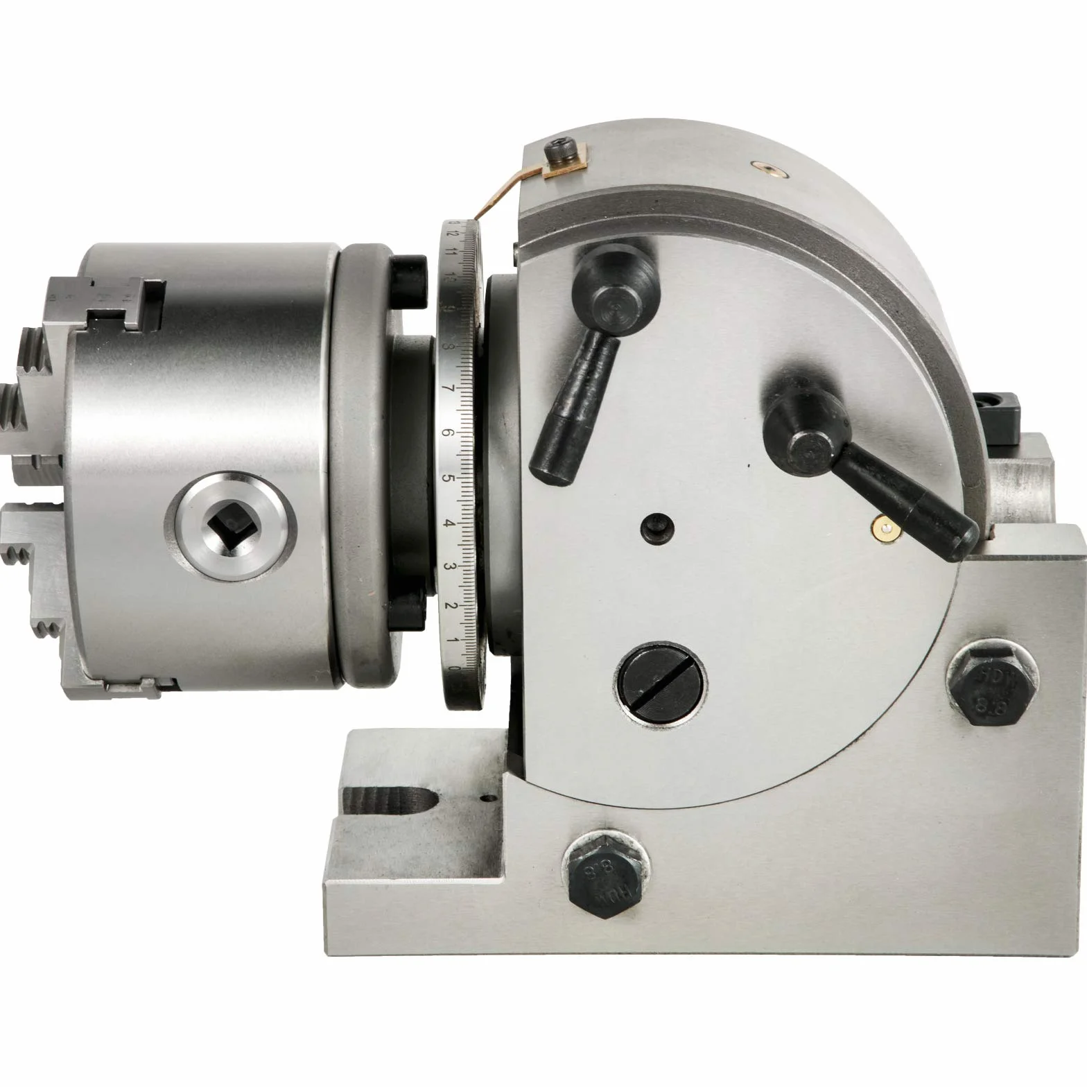Mophorn Testa di Divisione 4pollici/100mm Testa di Indicizzazione Testa Divisoria Testa Divisione Per Fresatrice Tavola Rotante BS-0, Argento