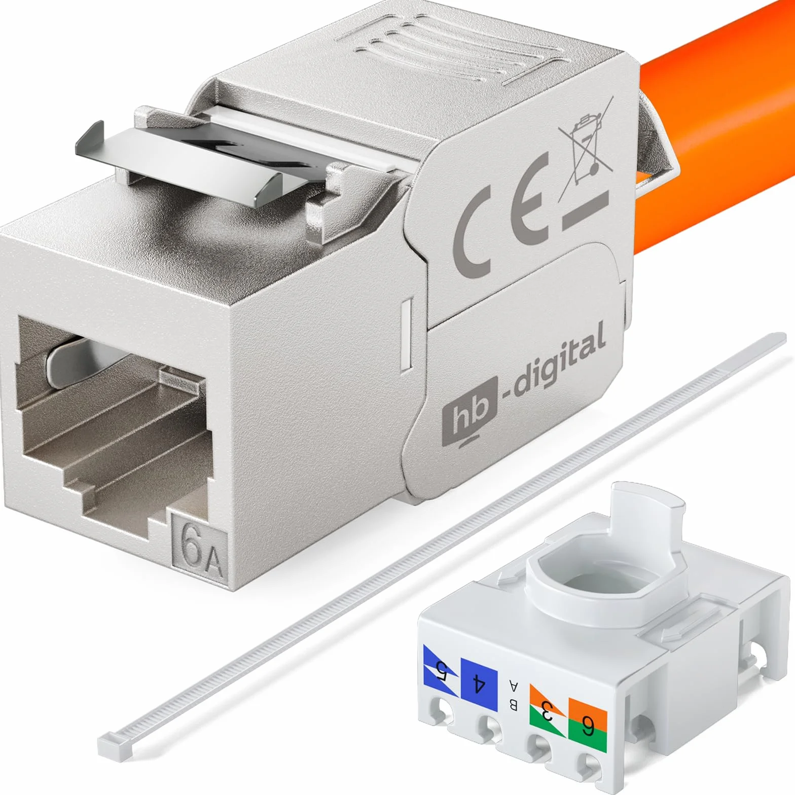 HB-DIGITAL Pannello patch a 16 porte di rete 1U + 16x CAT 6a Keystone Module RJ45 femmina jack per montaggio a parete compatibile con cavo di posa CAT 5e CAT 6 CAT 6a Ethernet LAN DSL nero