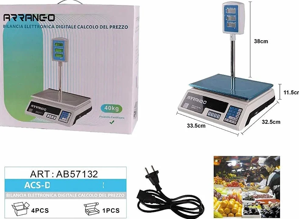 Bilancia Elettronica Digitale Professionale MAX 40 KG Divisione 2 GR con Display