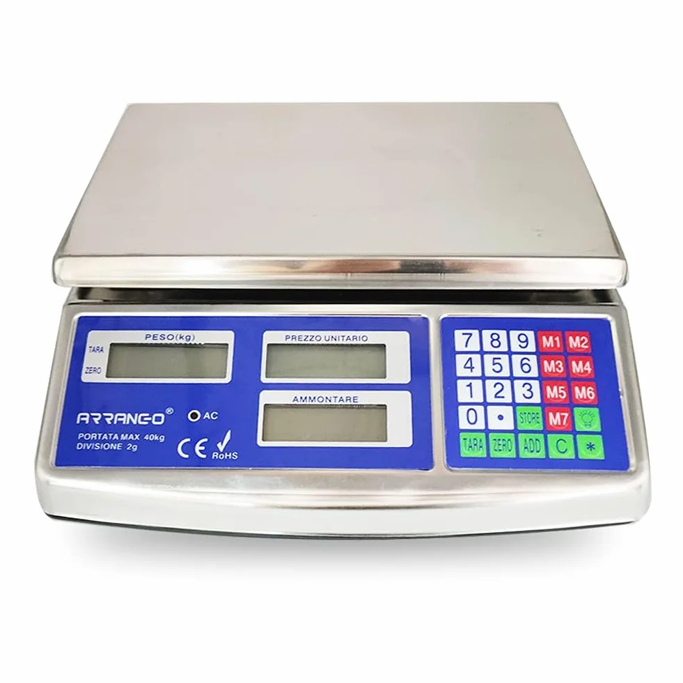 BILANCIA ELETTRONICA PROFESSIONALE DA BANCO IN ACCIAIO INOX DIGITALE 40 KG 2GR