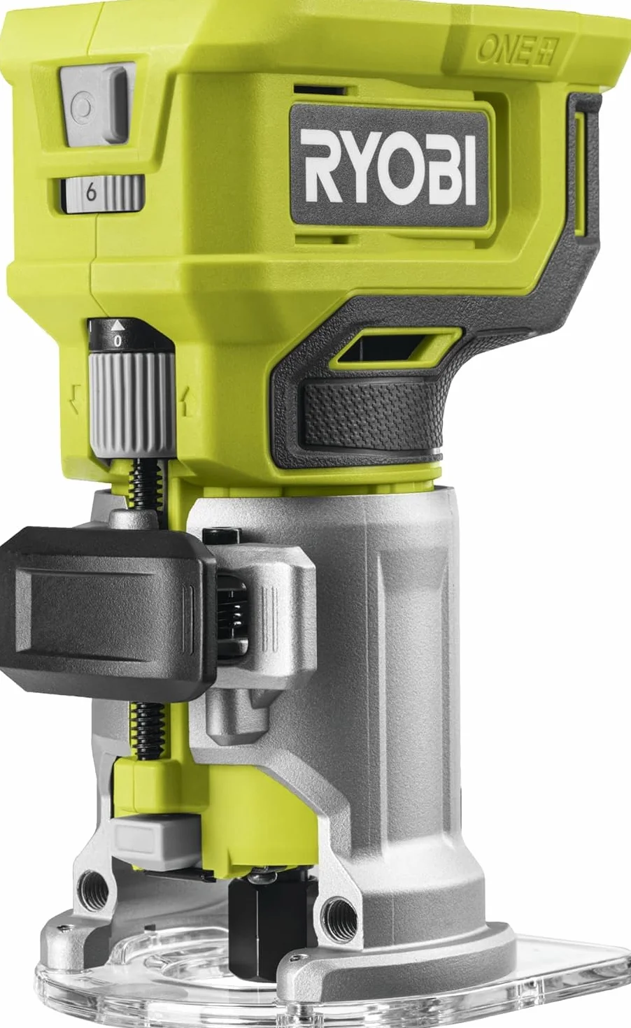 Ryobi RTR18-0, Rifilatore a Batteria 18V One+, Fresatrice per Legno con Luce LED e Accessori Inclusi, 20,000-30,000 giri/min, Regolazione della Profondità di Lavoro, Batteria non Inclusa